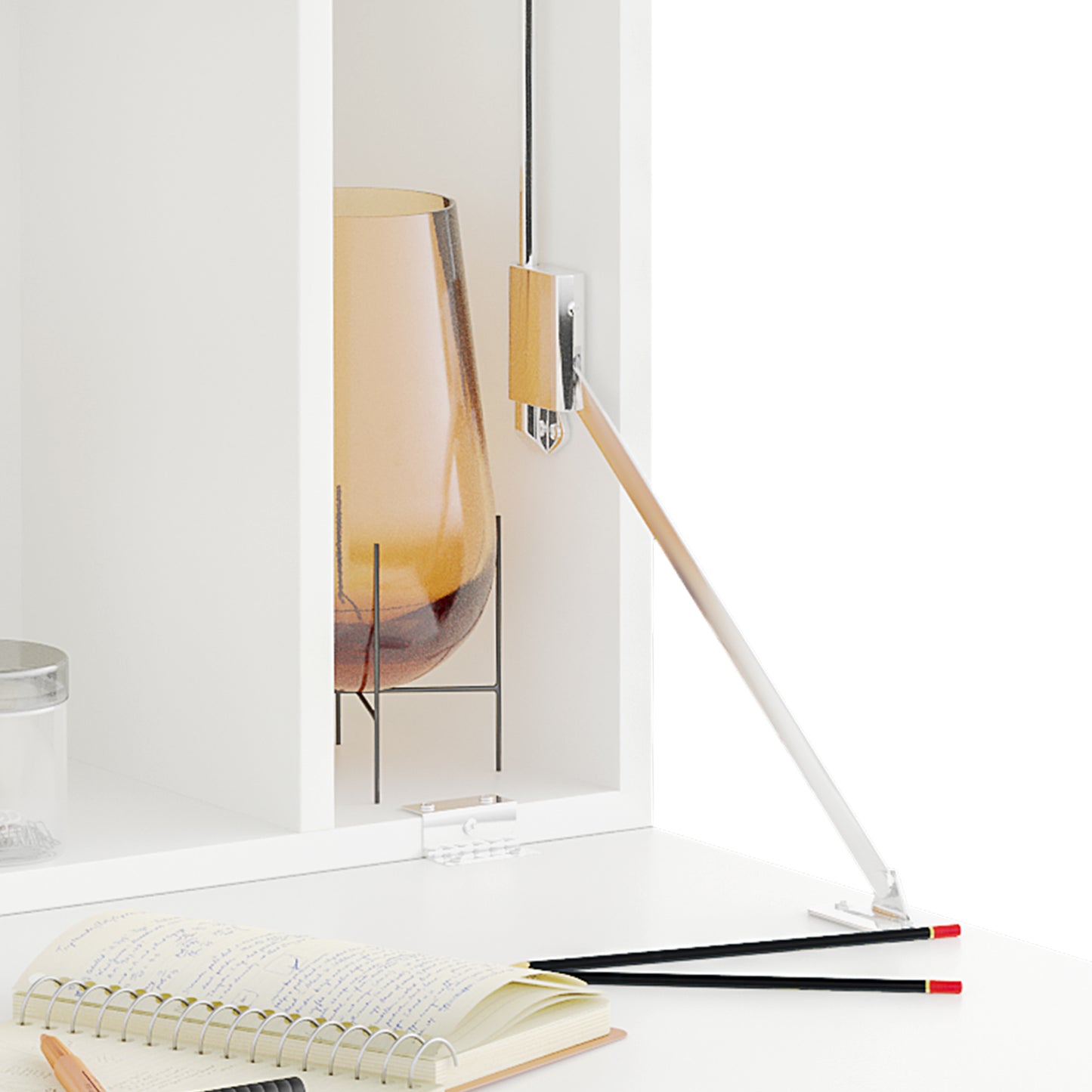 Pata Sovi Wood White Wall Mounted Drop Leaf Laptop Desk With Storage Compartments 77 x 20 x 51 cm