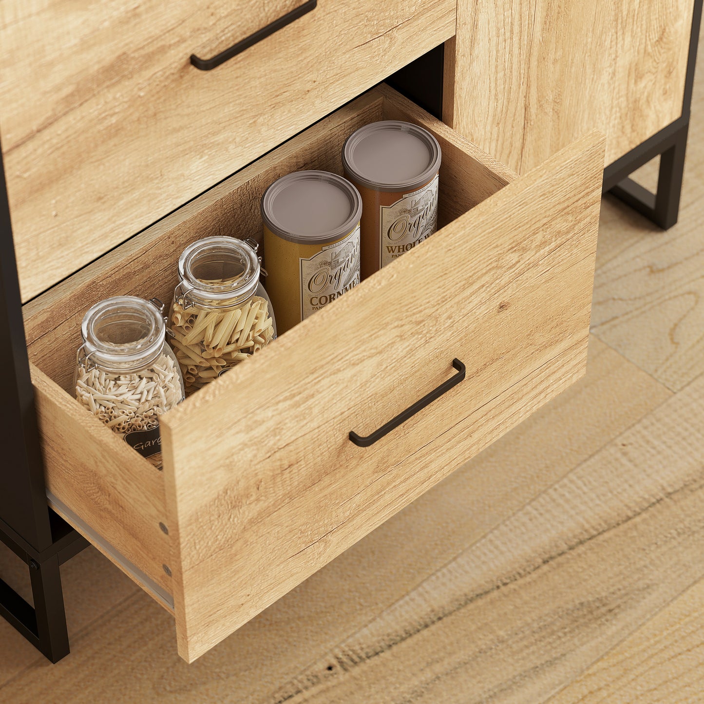 Kamilo Wooden White Tall Kitchen Pantry Cabinet With Drawers Adjustable Shelves And Soft Close Door 160 cm