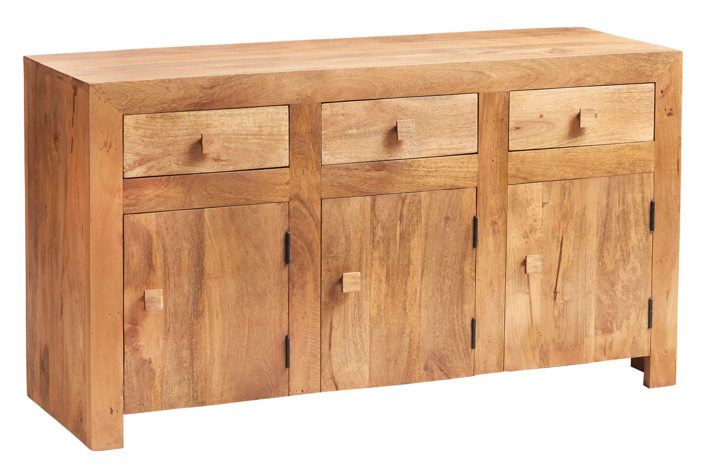 Manila Light Mango Wood Large Sideboard 3 Drawers 3 Doors