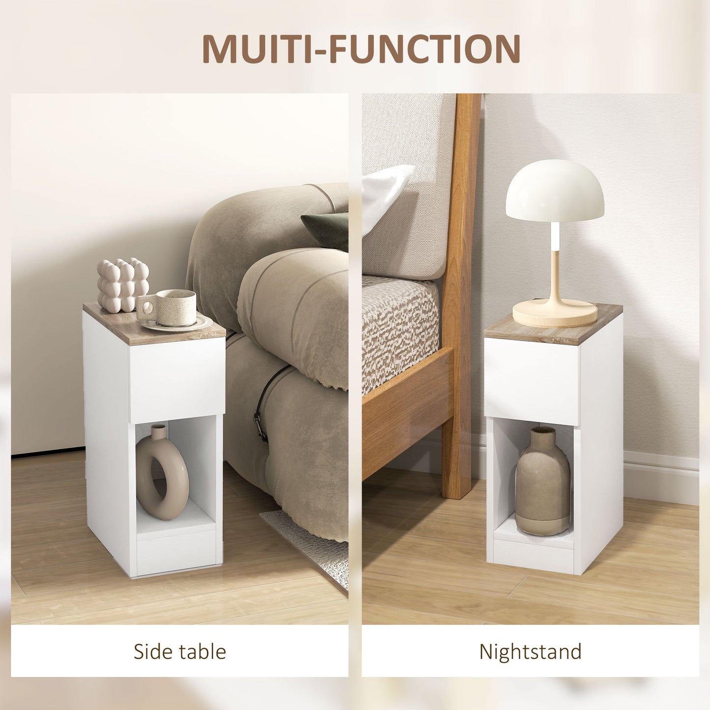 Taro Set Of 2 White Modern Bedside Tables With Storage