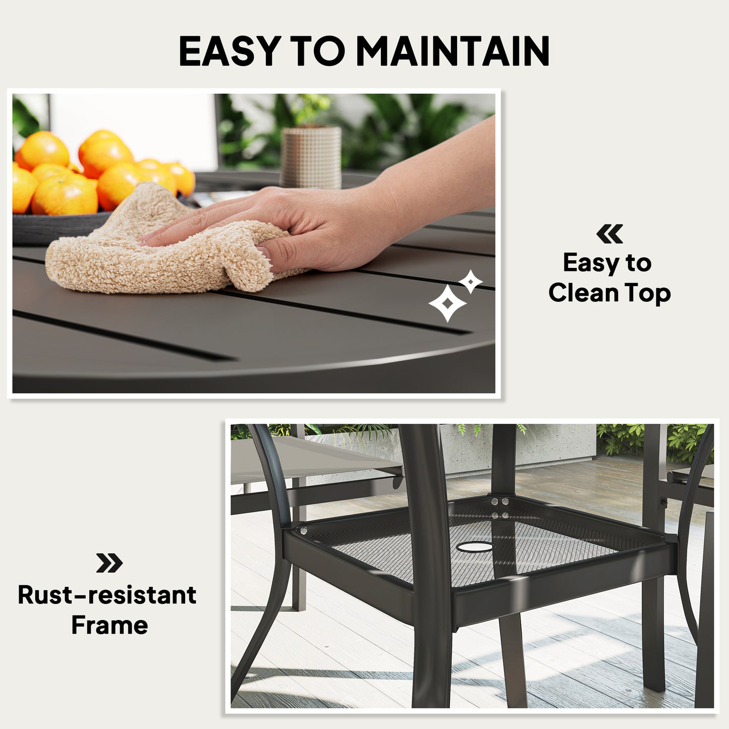 Rava 4 Seater Grey Mesh Outdoor Garden Dining Set with 4 Stackable Chairs
