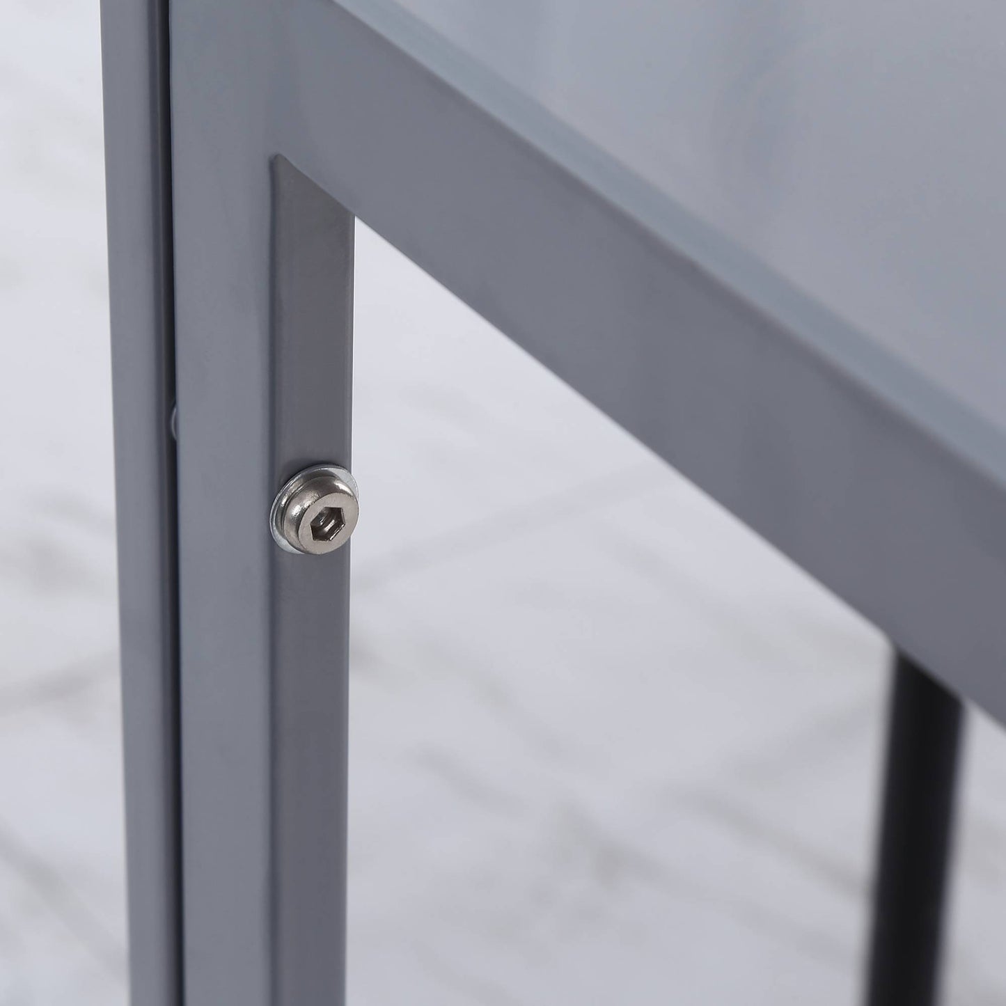 Conona Metal Grey Square Glass Dining Table For 2 To 4 People