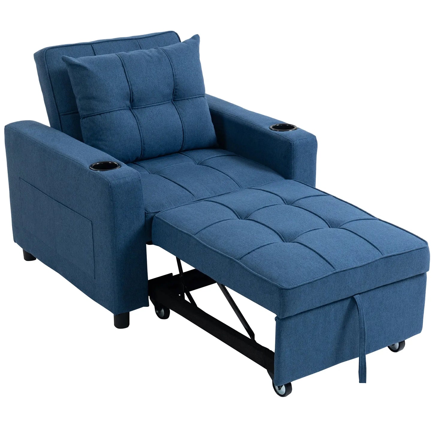 Norapa Fabric Dark Blue 3 In One Convertible Single Sofa Bed