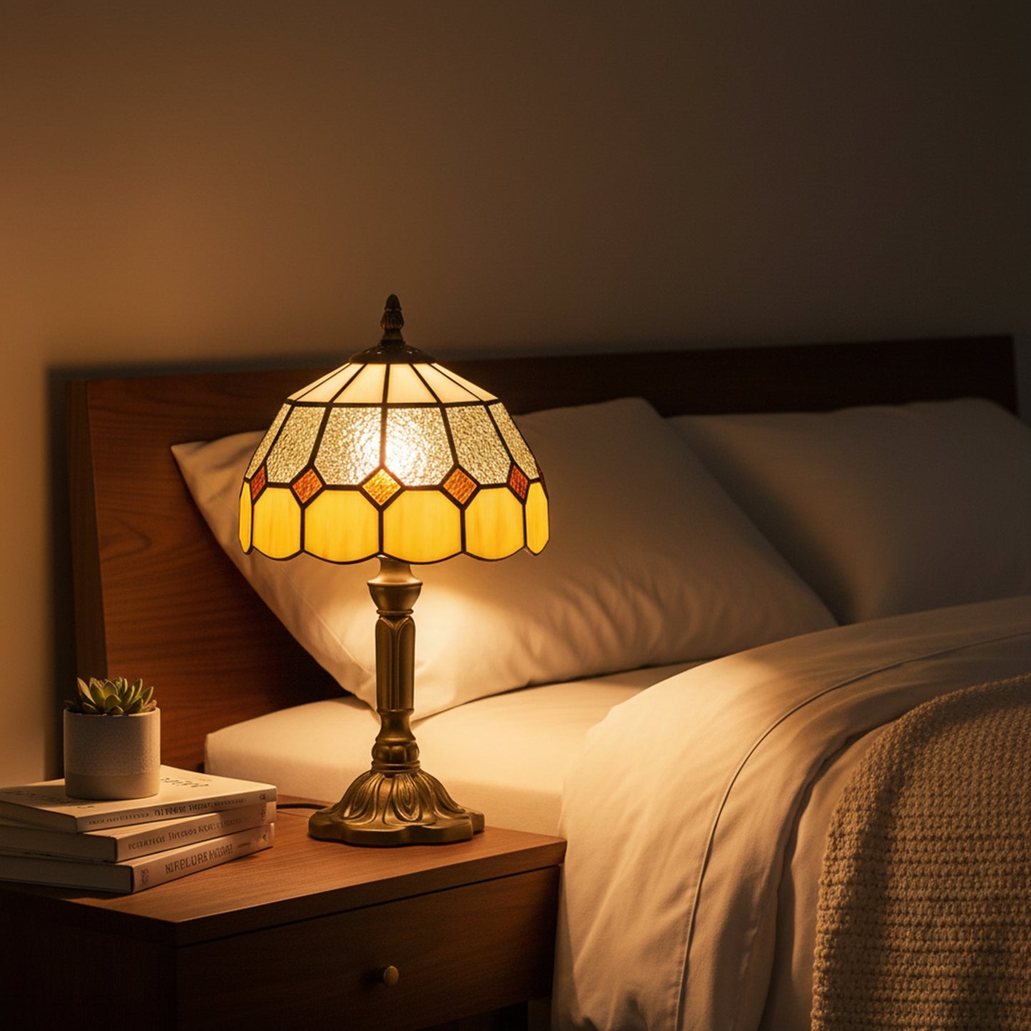 Sevini Glass And Metal Yellow and Orange Handmade Art Deco Table Lamp