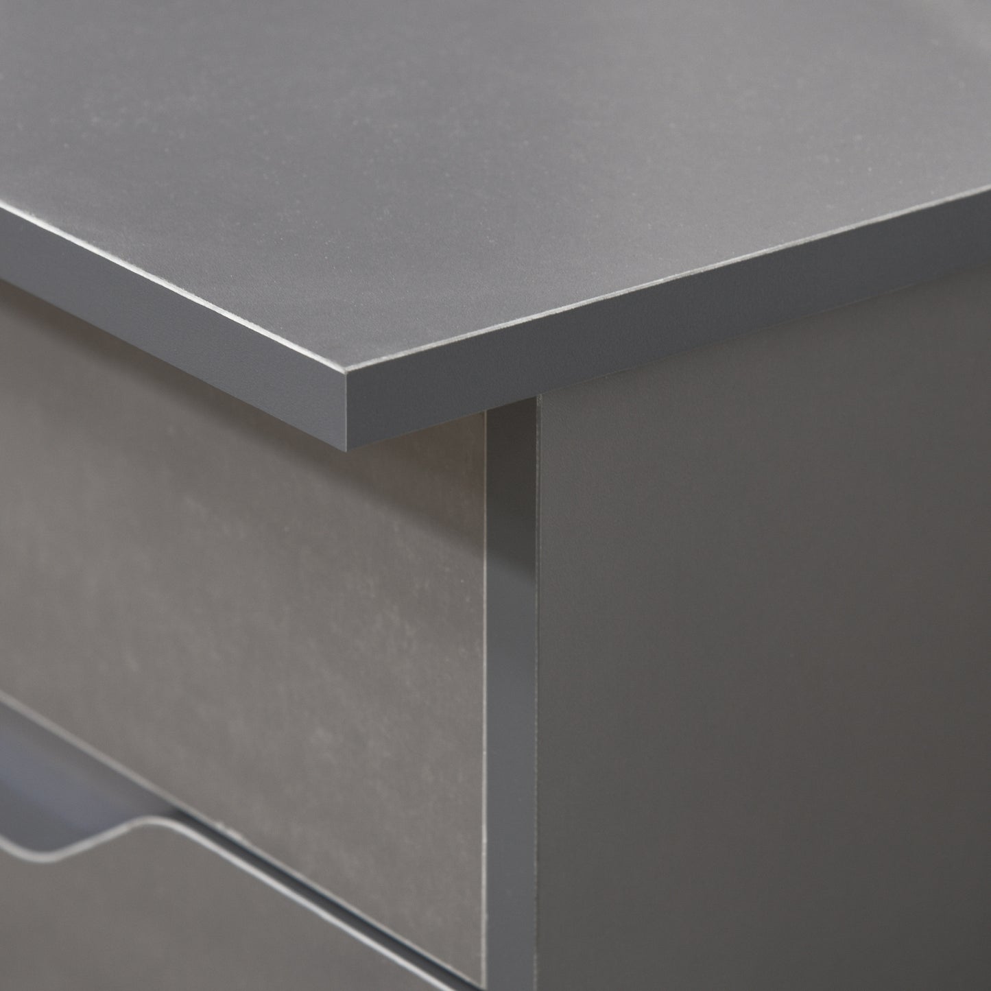 Sareco 120cm High Gloss Grey Home Office Desk With Drawers And Storage Cabinet