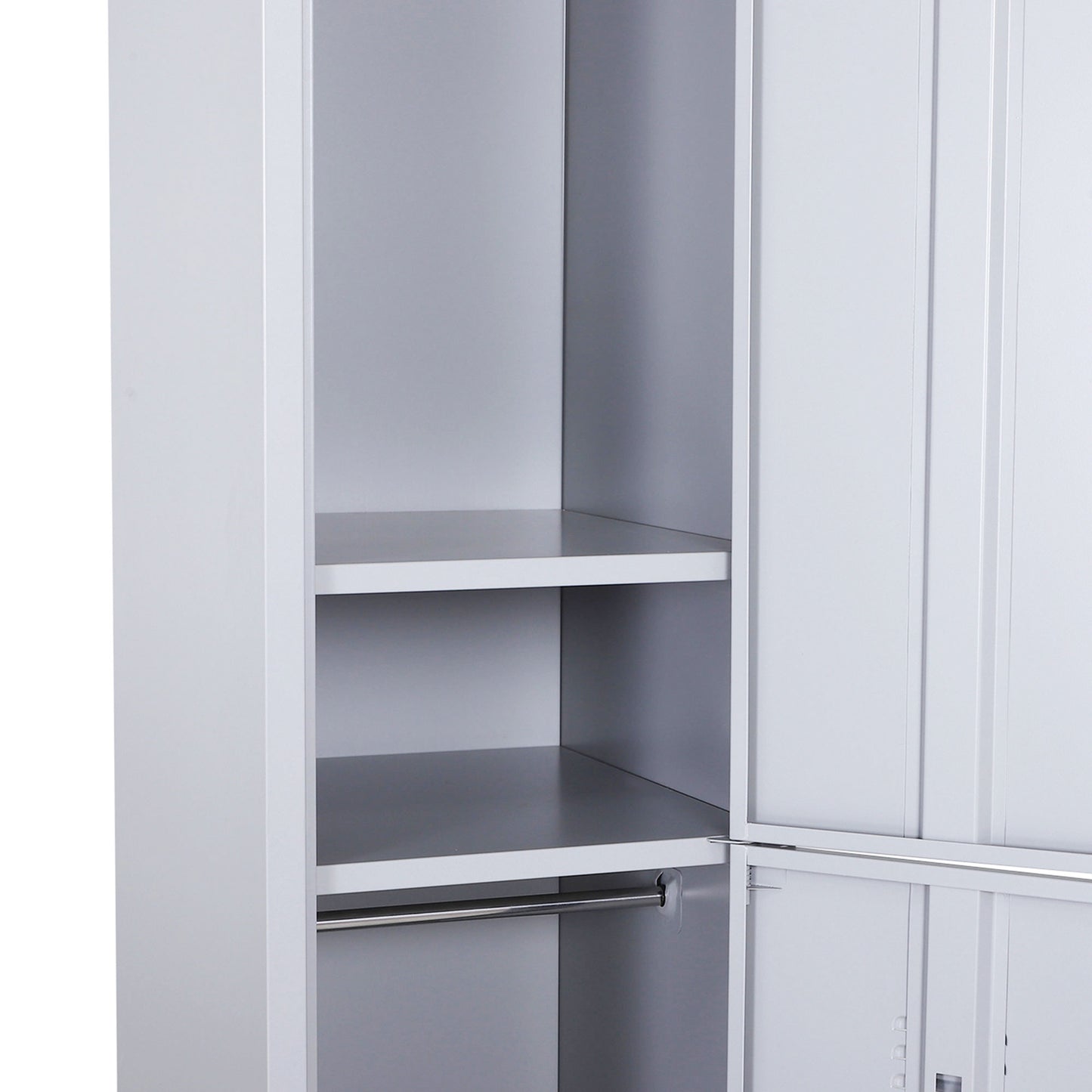 Marino 180cm Light Grey Metal Tall Locker Storage Cabinet With Internal Shelves