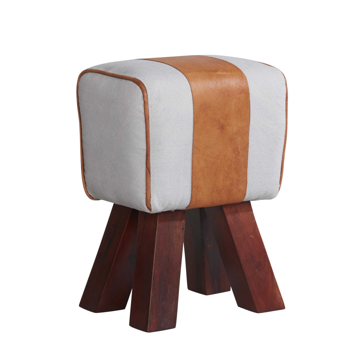 Sodankyla Quirky Goatskin Leather Stool Wood Legs