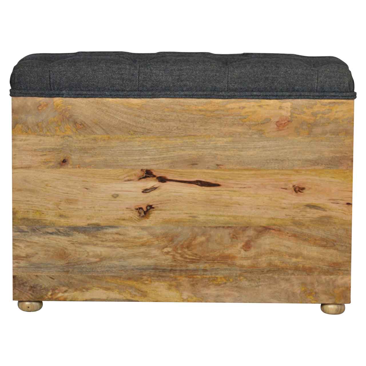 Palermo Black Tweed Drawer and Storage Shelf Shoe Bench