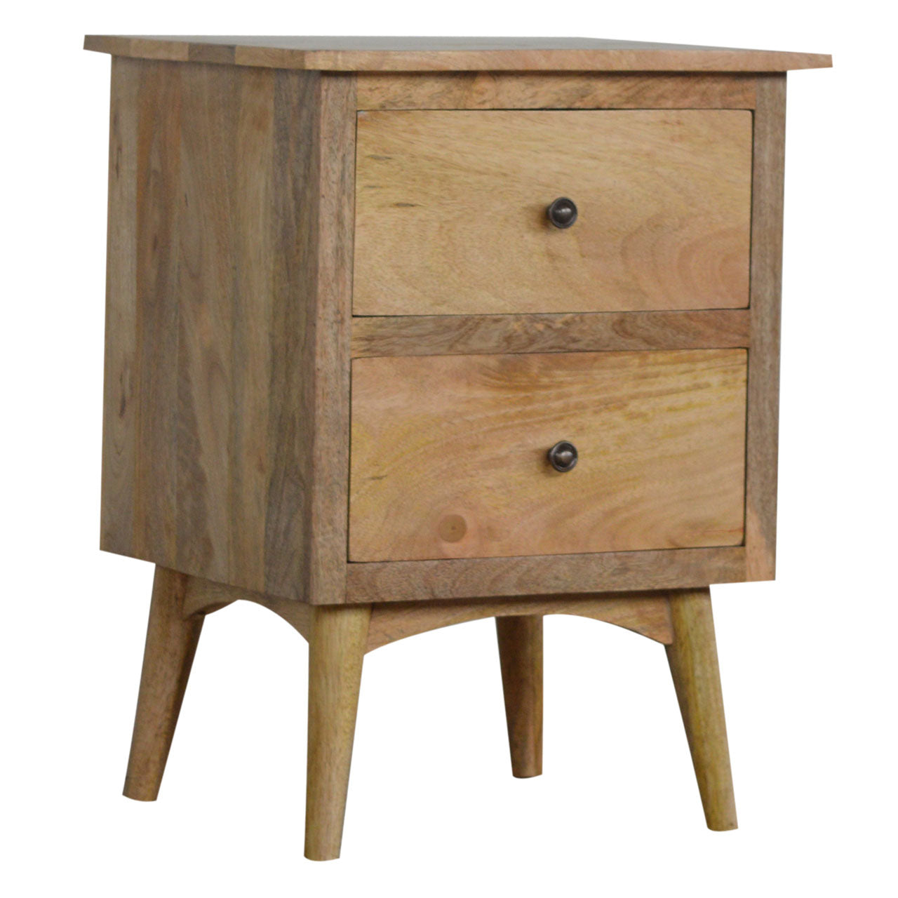 Neive Scandi Natural Mango Wood Bedside with 2 Drawers