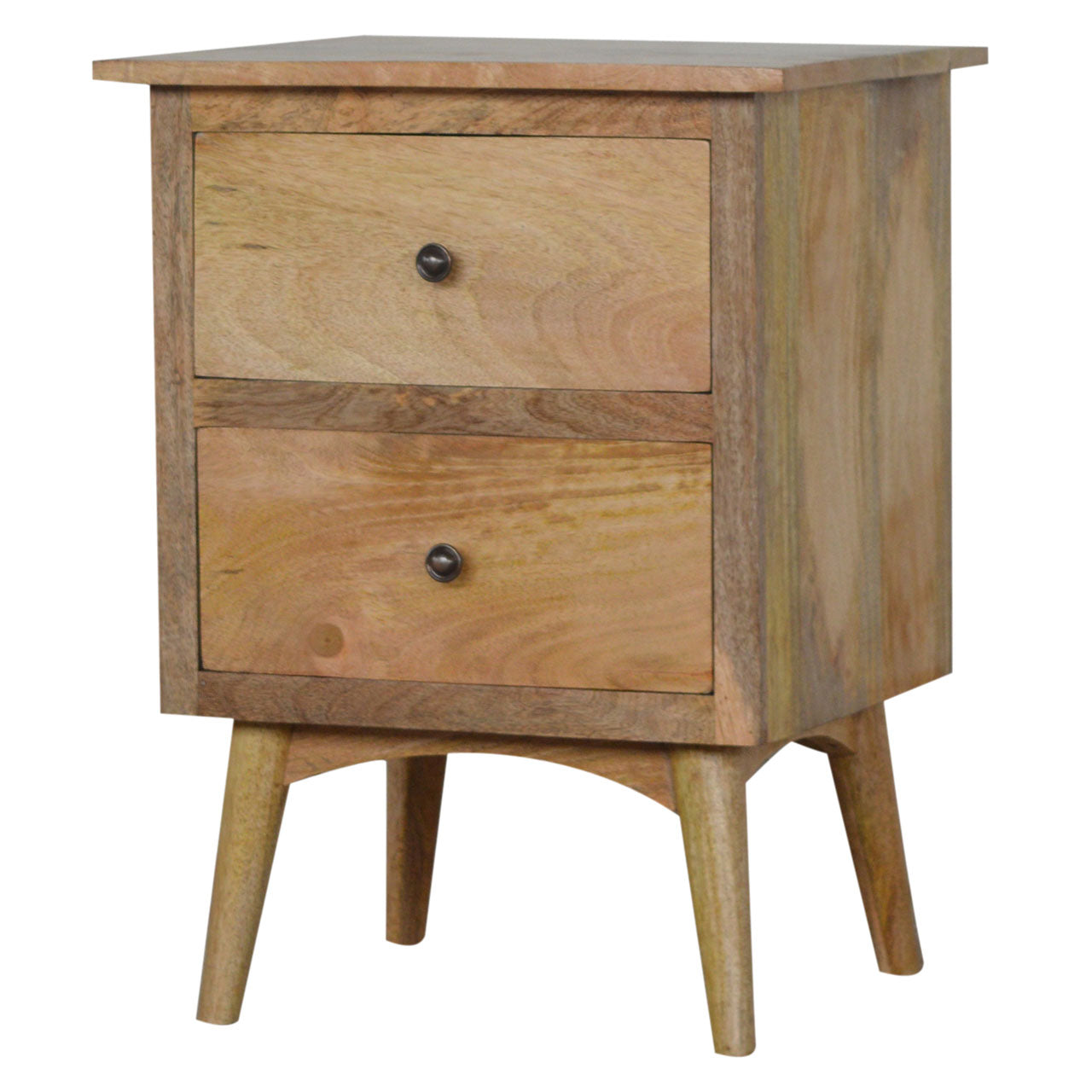 Neive Scandi Natural Mango Wood Bedside with 2 Drawers