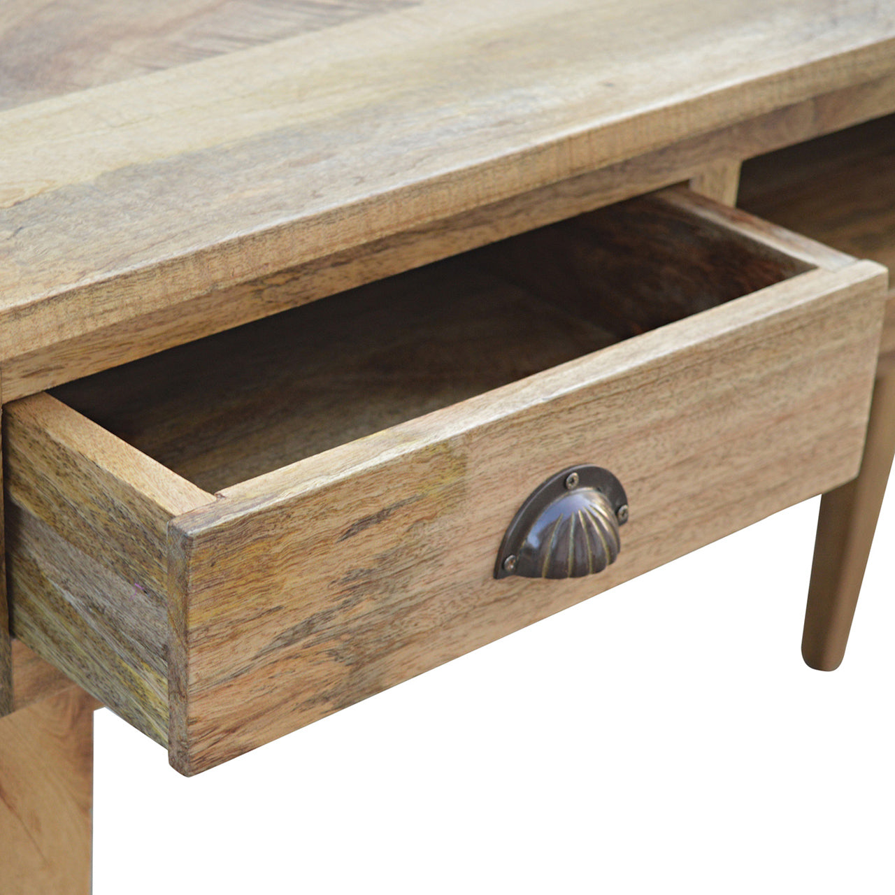 Ischia 2 Drawer Shell Knob Writing Desk Mango Wood