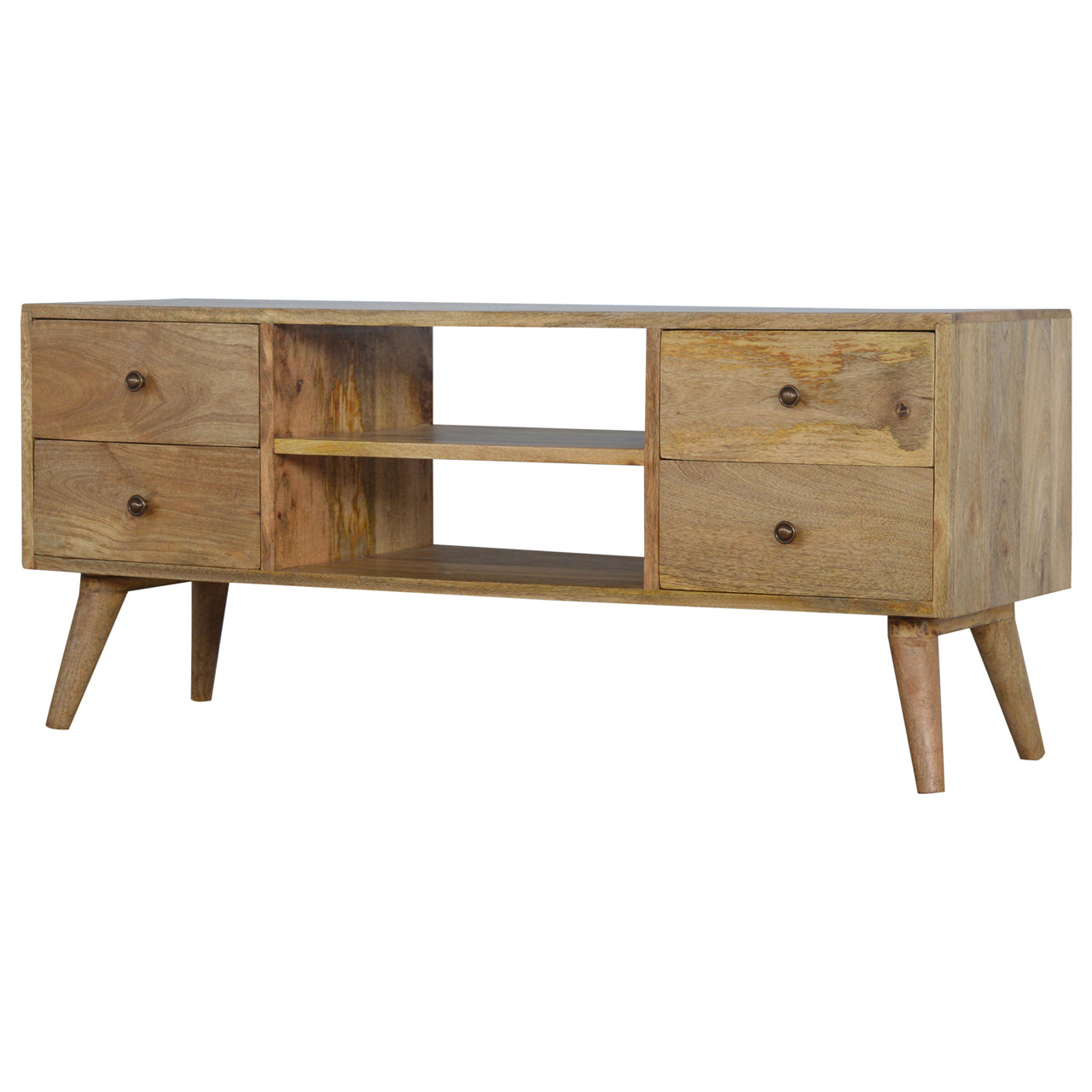Monticchiello Scandi TV Entertainment Unit 4 Drawers Open Shelves