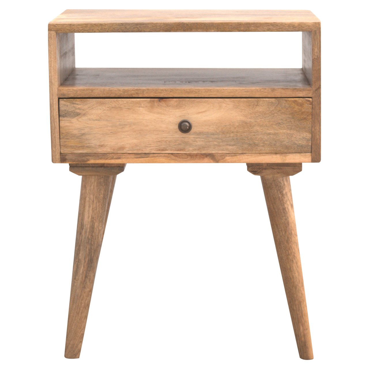 Modica Rustic Mango Wood Bedside Table with Open Slot