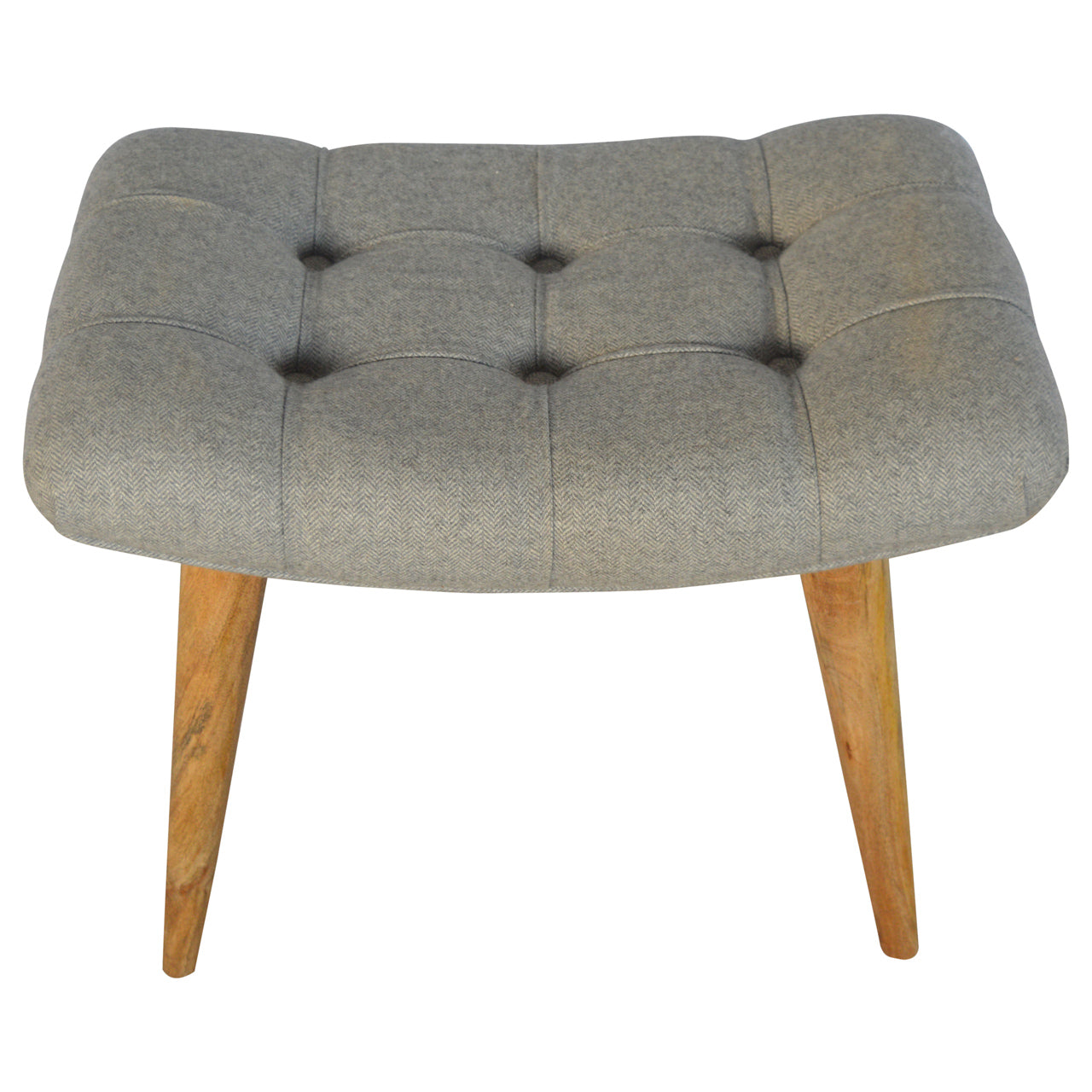 Trapani Curved Grey Tweed and Mango Wood Bench