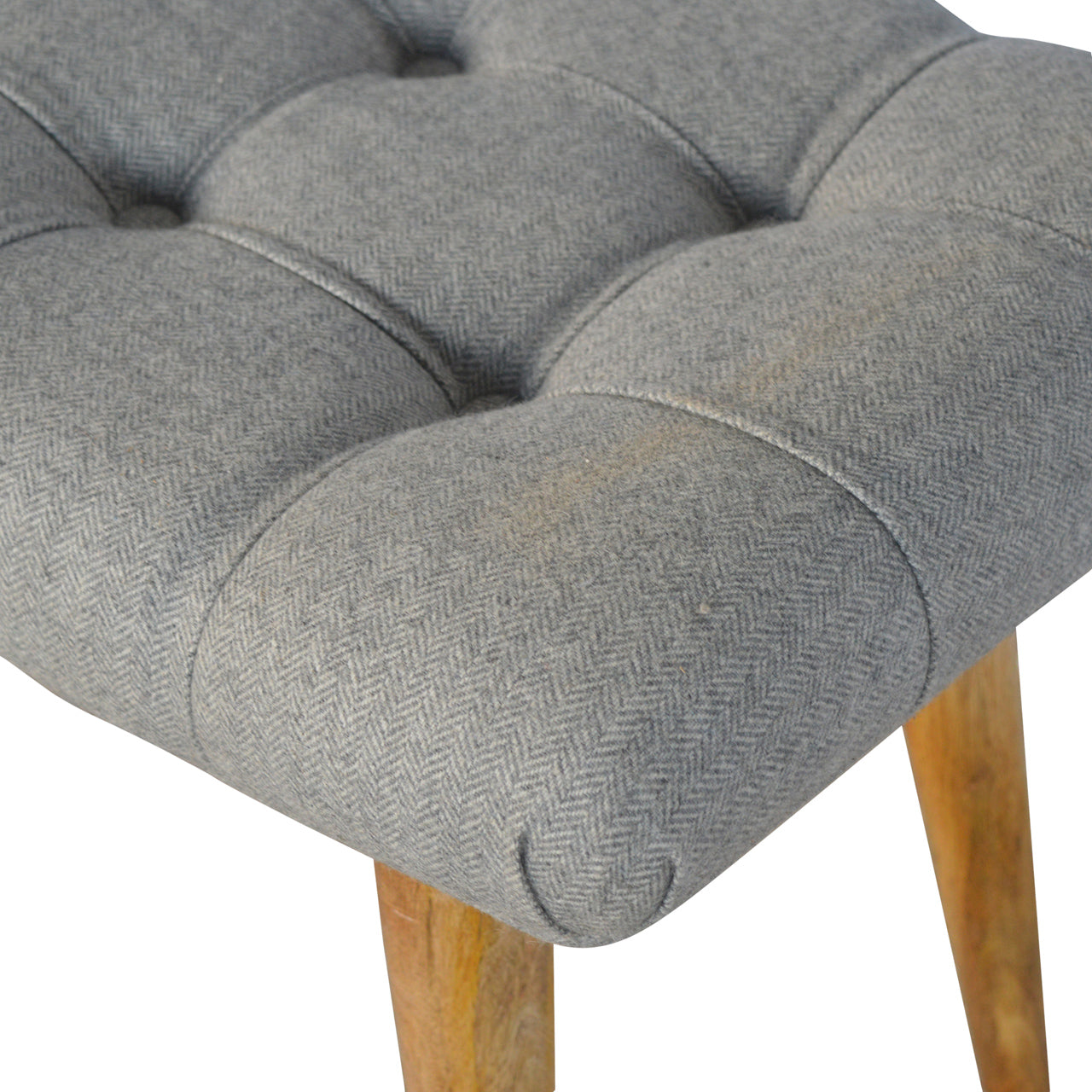 Trapani Curved Grey Tweed and Mango Wood Bench
