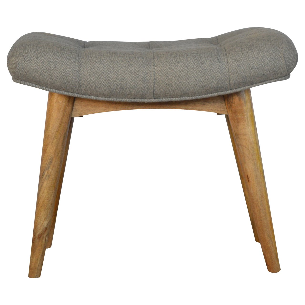 Trapani Curved Grey Tweed and Mango Wood Bench