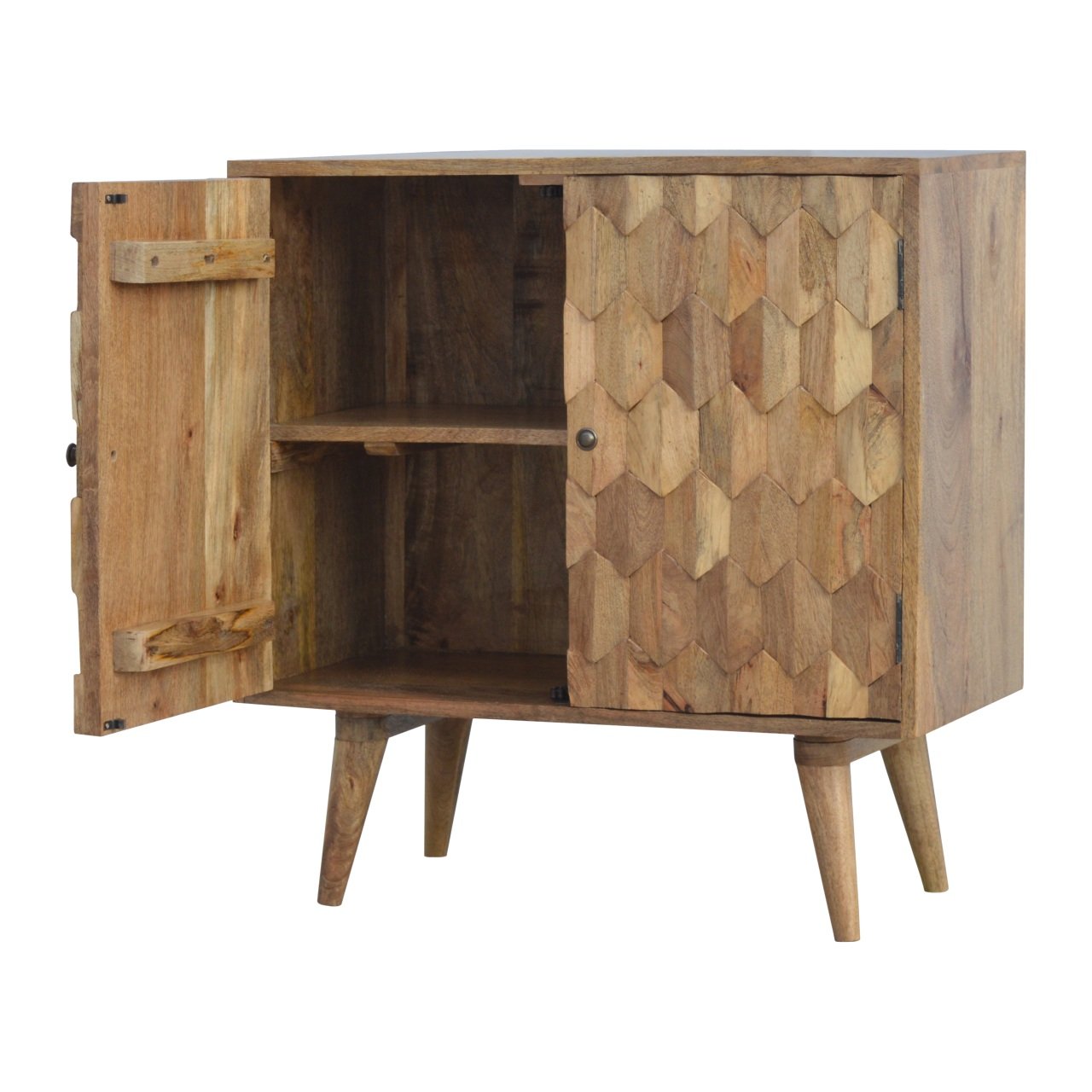 Otranto Pineapple Mango Wood Carved Cabinet 2 Drawers