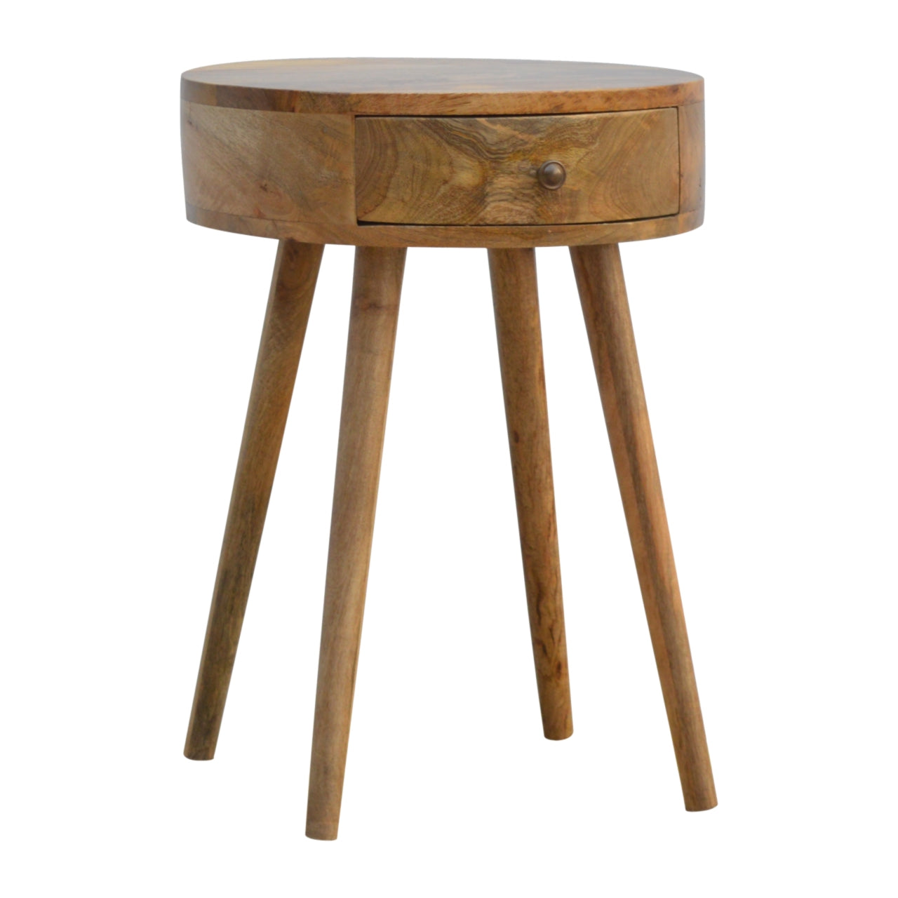 Gradara Nordic Round Mango Wood Bedside Table