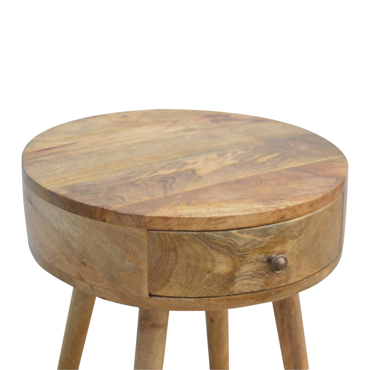 Gradara Nordic Round Mango Wood Bedside Table
