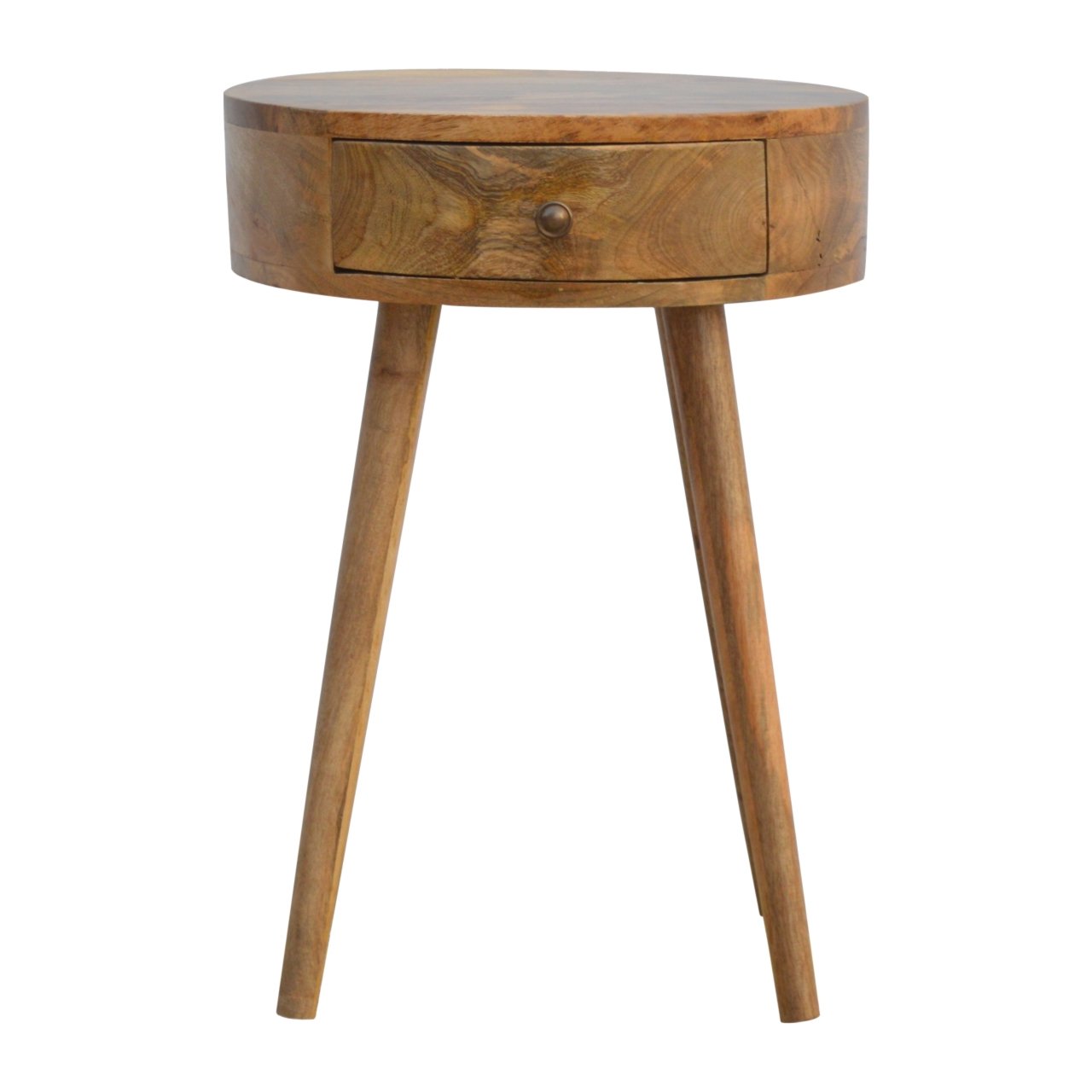Gradara Nordic Round Mango Wood Bedside Table