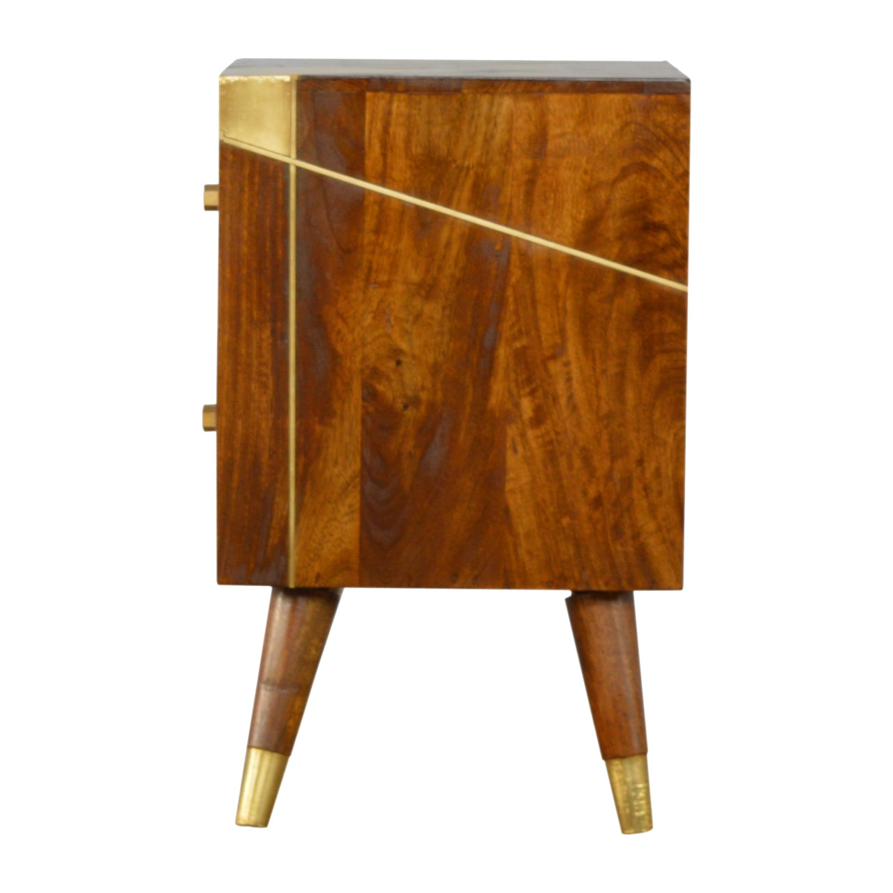 Spoleto Gold Geometric Chestnut Mango Wood Bedside Table