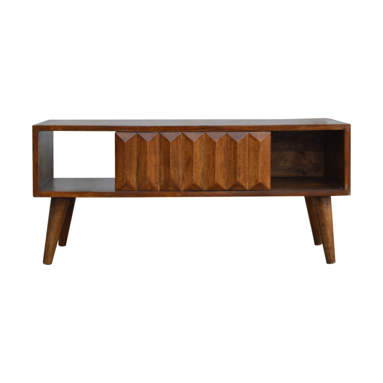 Rimini Chestnut Mango Wood Sliding Door TV Media Unit