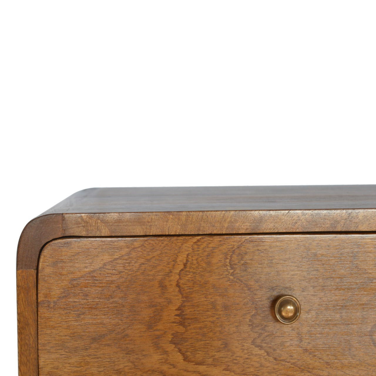 Monforte Floating Curved Chestnut Mango Wood Bedside Table 2 Drawers