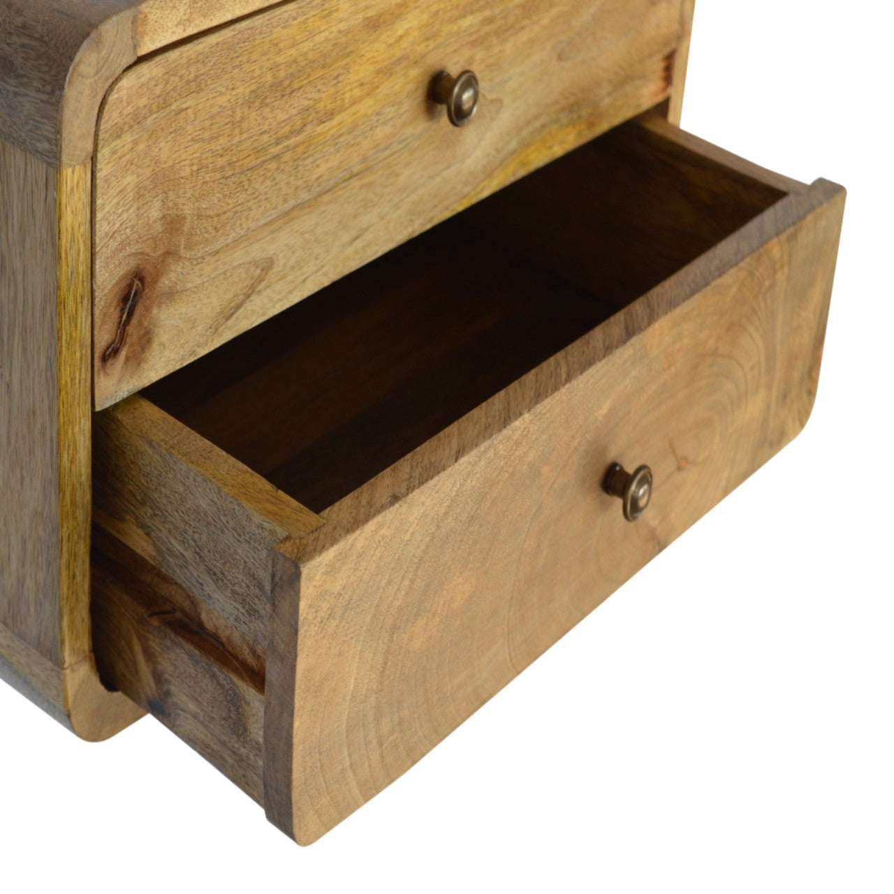 Gradara Natural Oak Mango Wood 2 Drawer Floating Bedside Table
