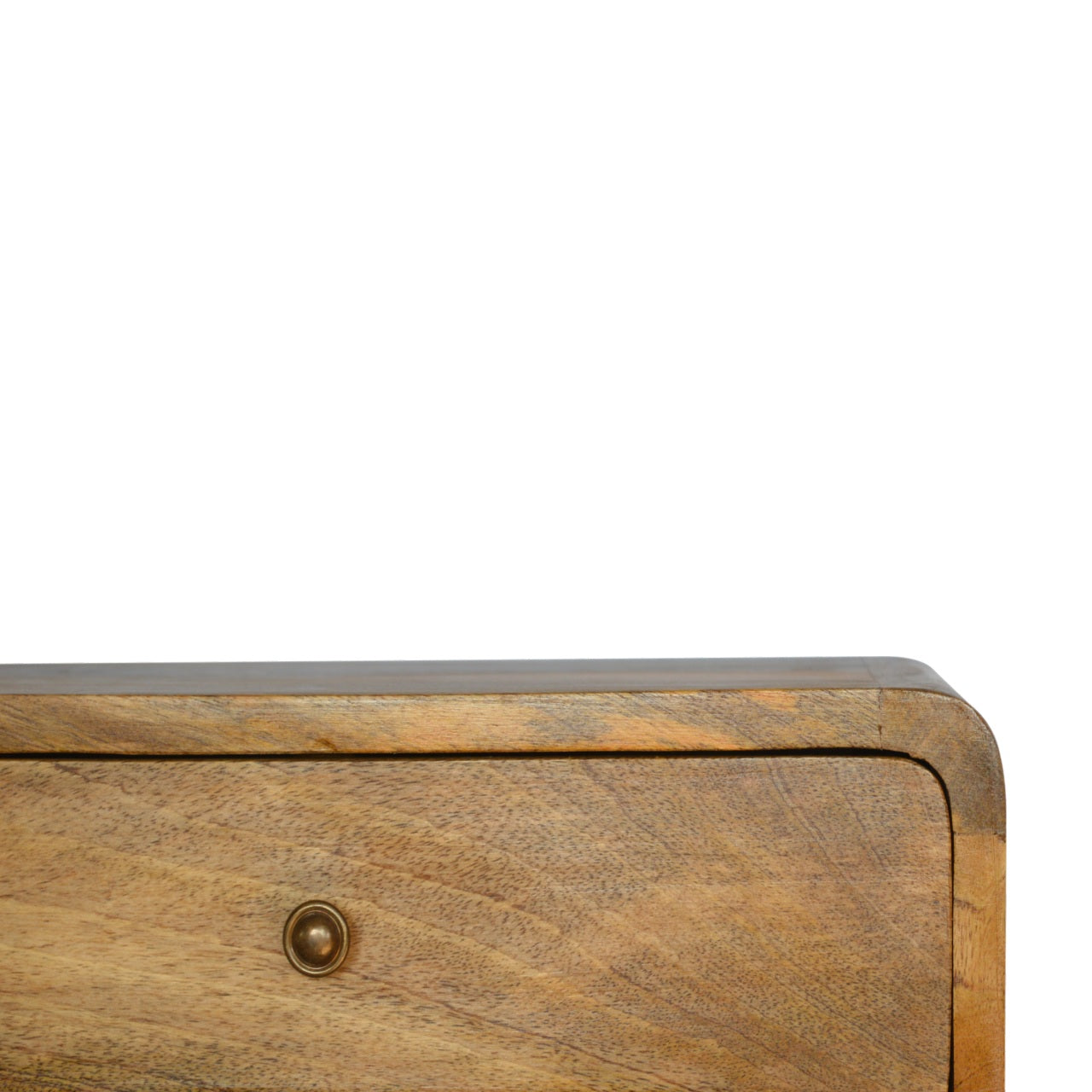 Perugia Floating Curve Natural Mango Wood Open Slot Bedside Table