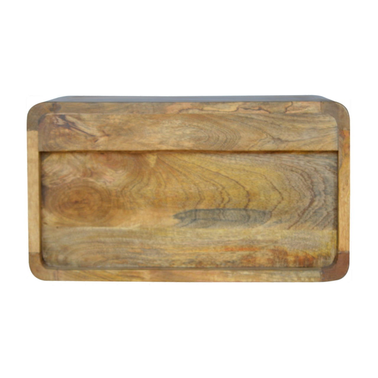 Perugia Floating Curve Natural Mango Wood Open Slot Bedside Table