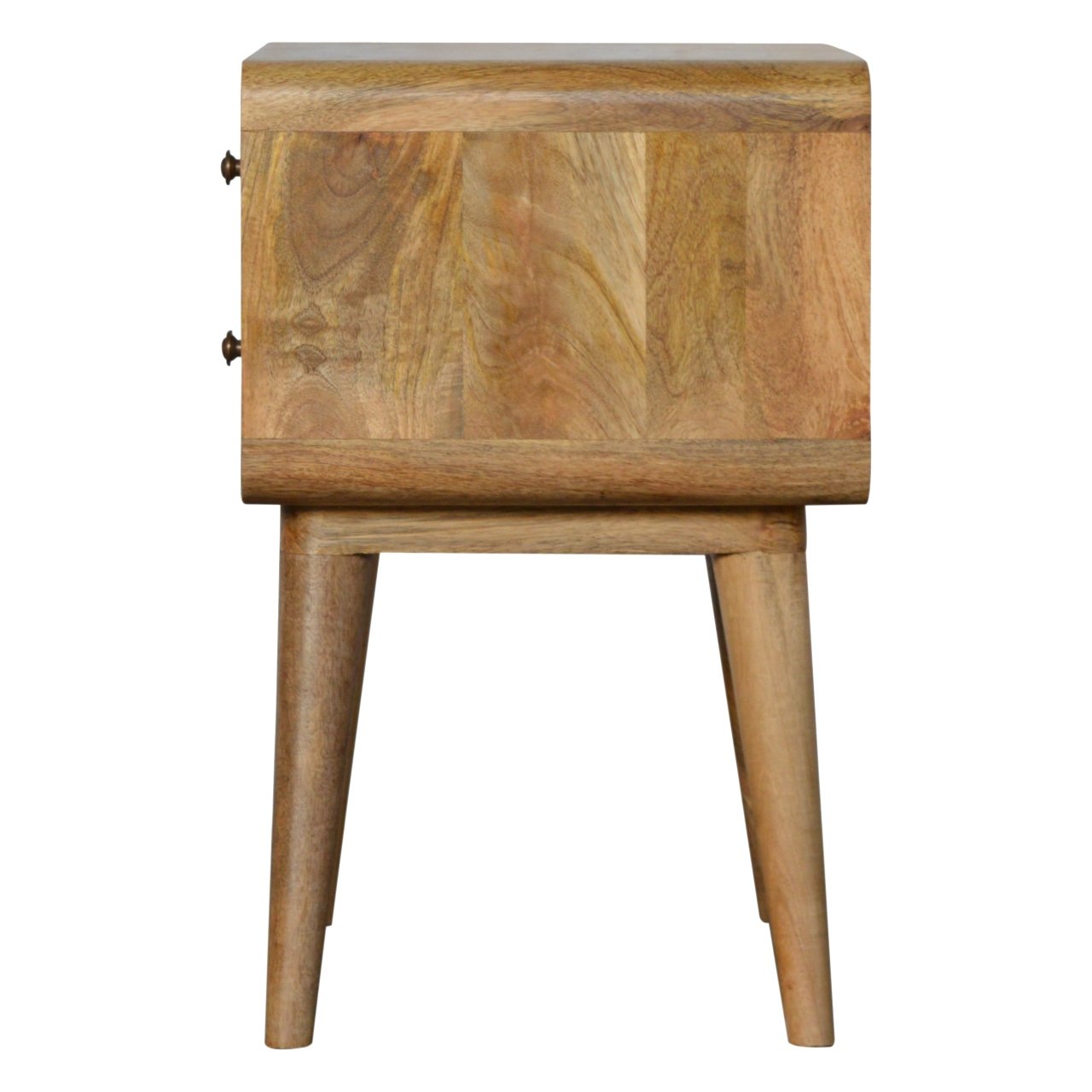 Trapani Curved Oak Mango Wood Bedside Table 2 Drawers