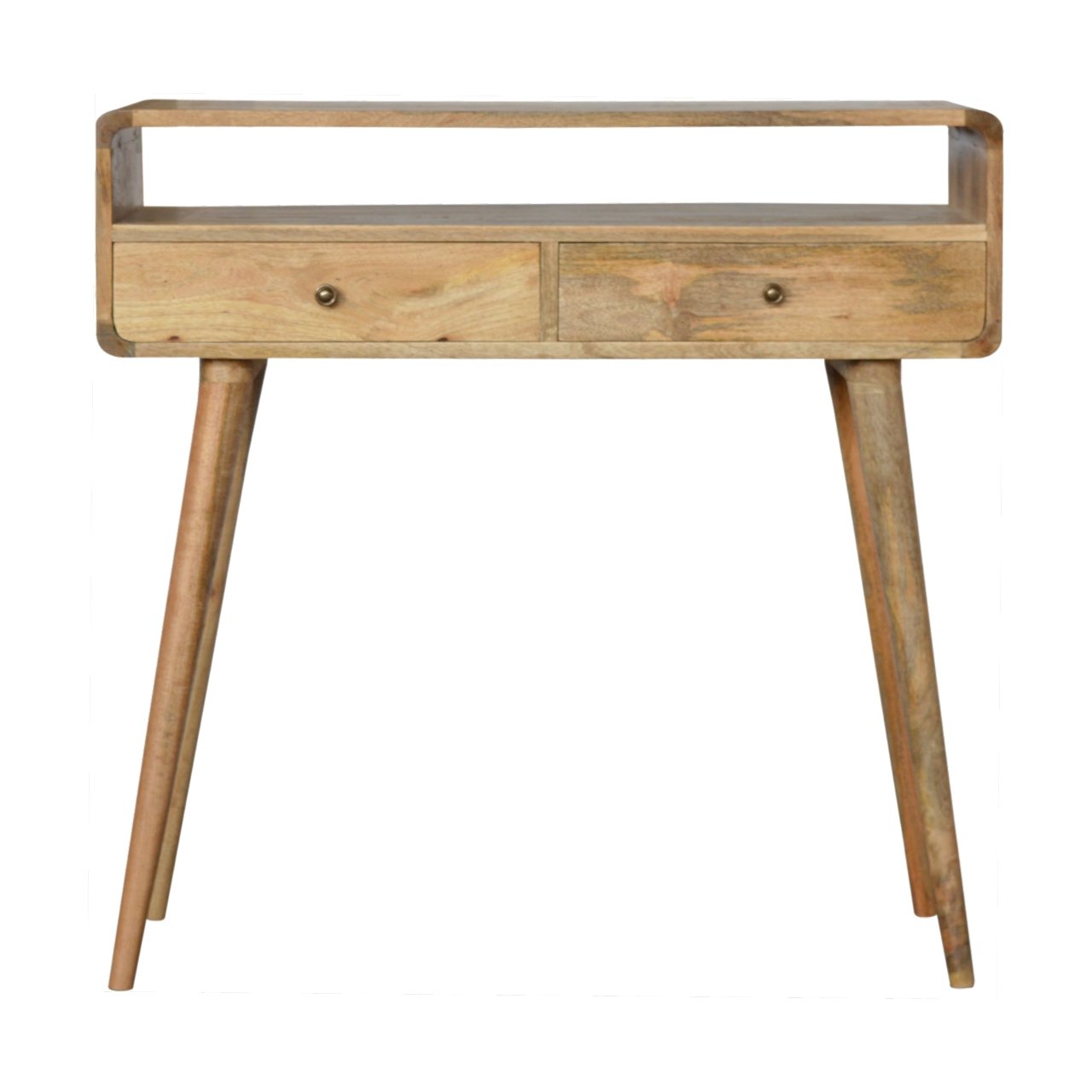 Urbino Curved Mango Wood Console Table 2 Drawer and Open Shelf
