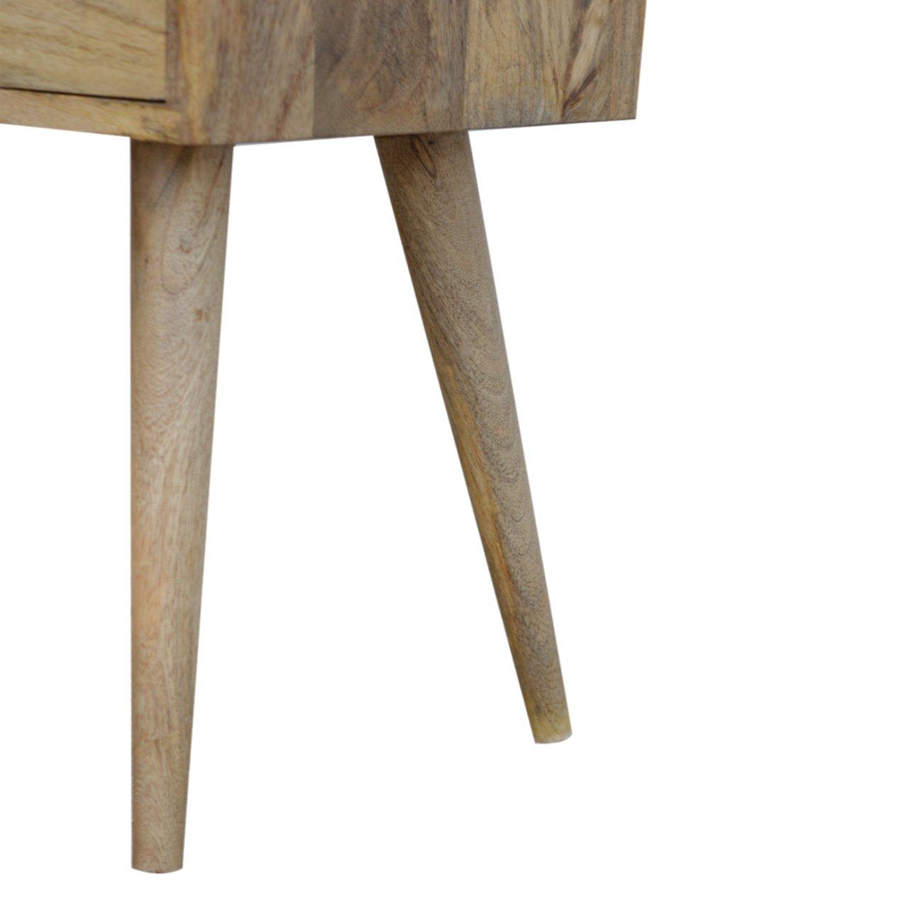 Parma Mini Oak Mango Wood Bedside Table with Drawer and Open Shelf