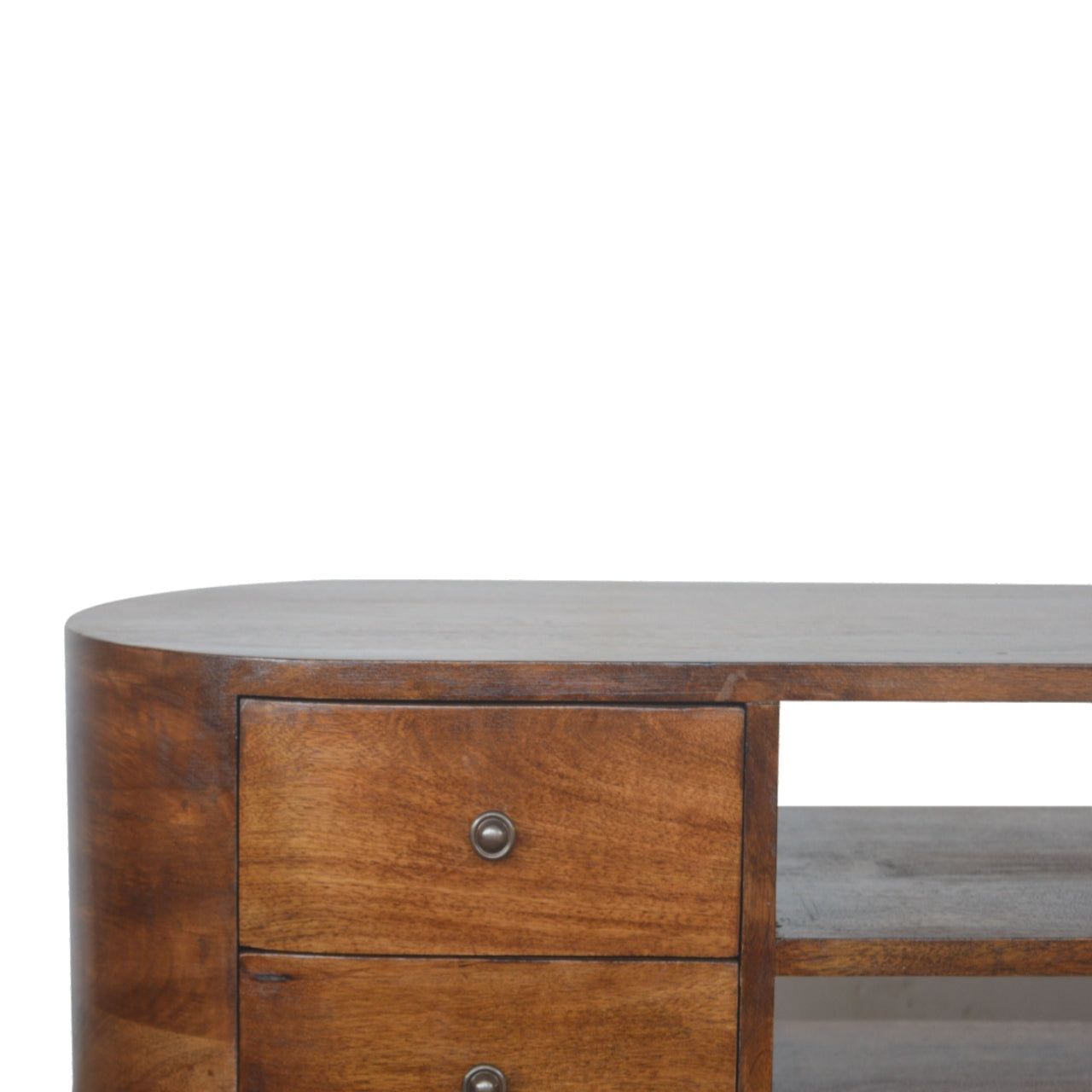 Brescia Chestnut Mango Wood Round TV Entertainment Unit 4 Drawers