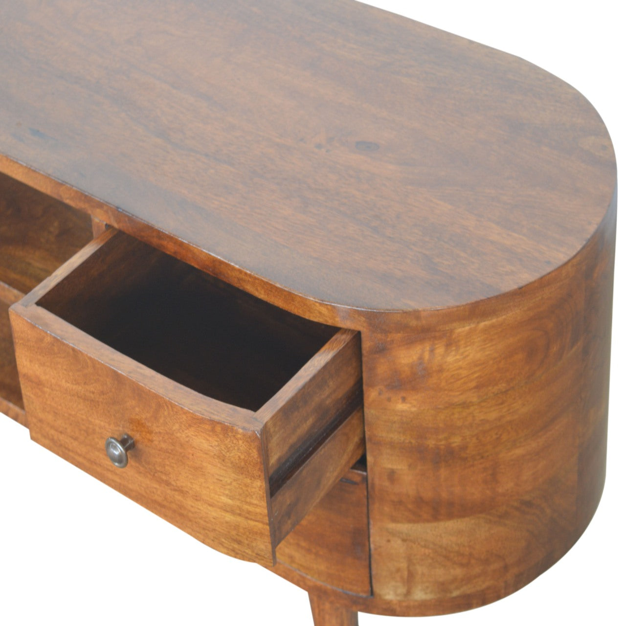 Brescia Chestnut Mango Wood Round TV Entertainment Unit 4 Drawers