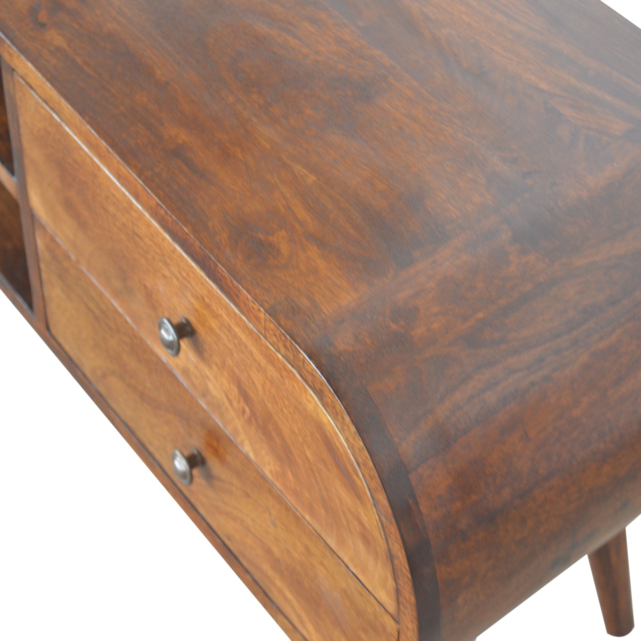 Como Chestnut Mango Wood TV Media Unit 2 Drawers and Open Shelves