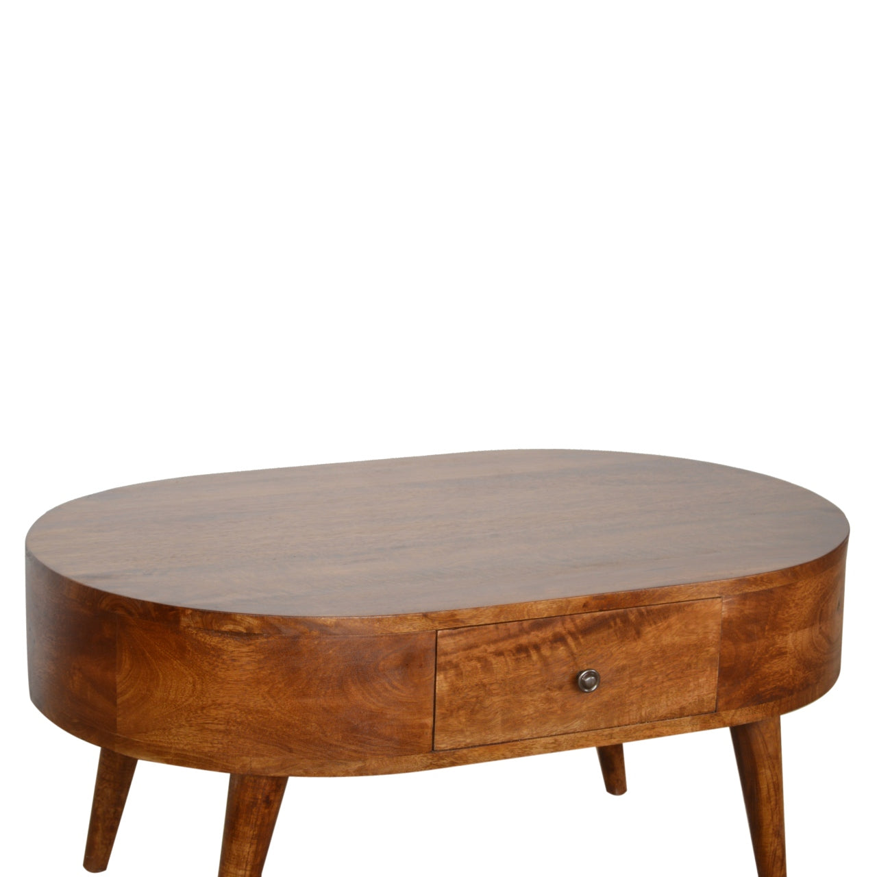 Brescia Low Chestnut Mango Wood Round Coffee Table 2 Drawers