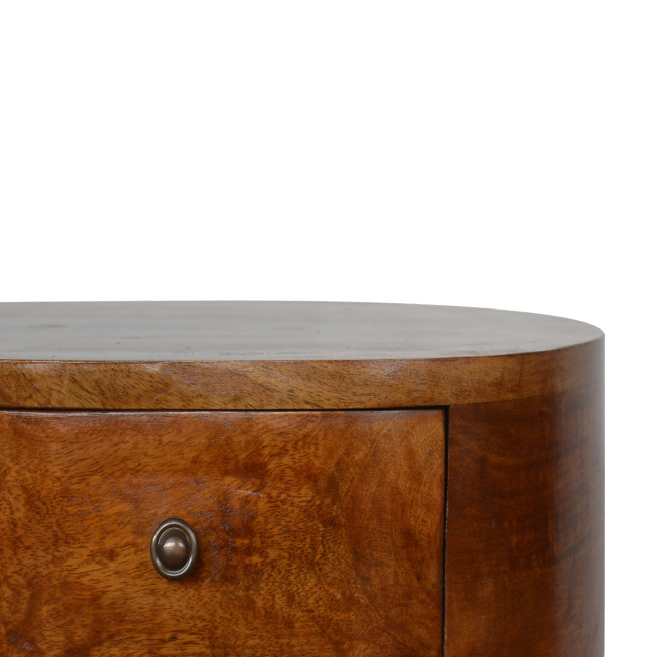 Brescia Chestnut Mango Wood Oval Bedside Table 2 Drawers