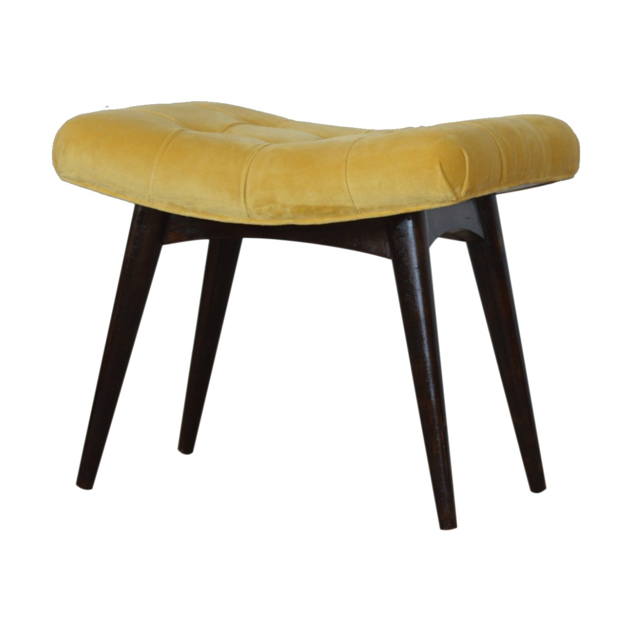 Varenna Mustard Cotton Velvet Curved Bench
