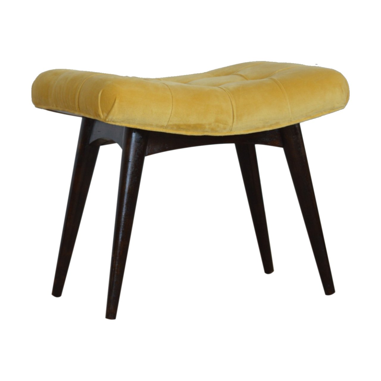 Varenna Mustard Cotton Velvet Curved Bench