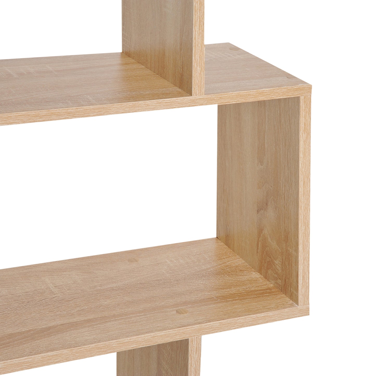 Vicovi Nava Wood Oak Finish 6 Tier S ShaFauxd Display Bookcase