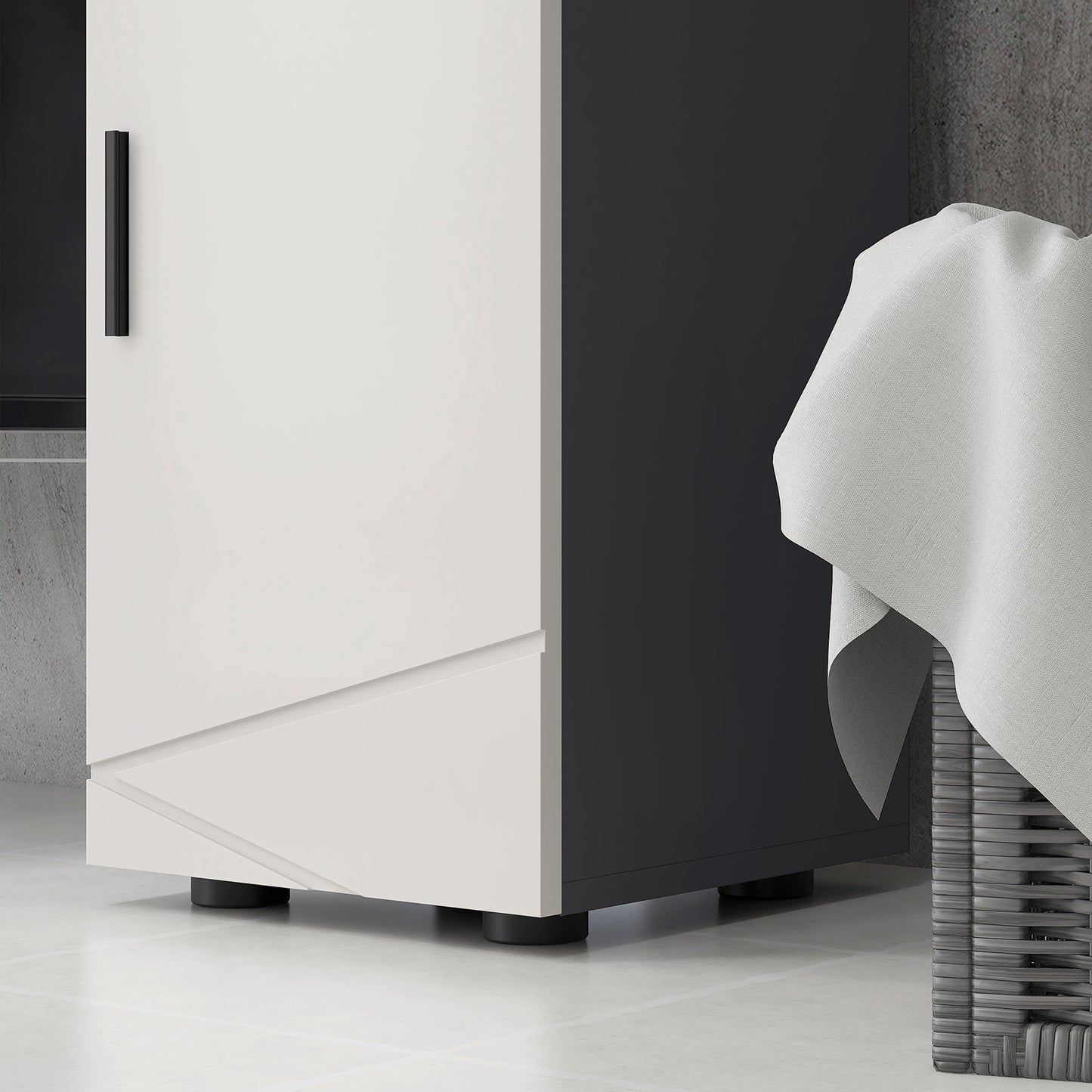 Fimala Slim Grey Bathroom Storage Cabinet With Drawer Cupboard Adjustable Shelves And Soft Close Door
