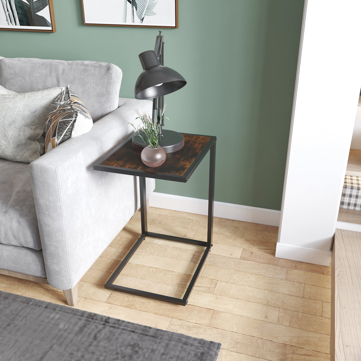 Yomifi Metal Brown And Black Sofa Side Table With Steel Frame