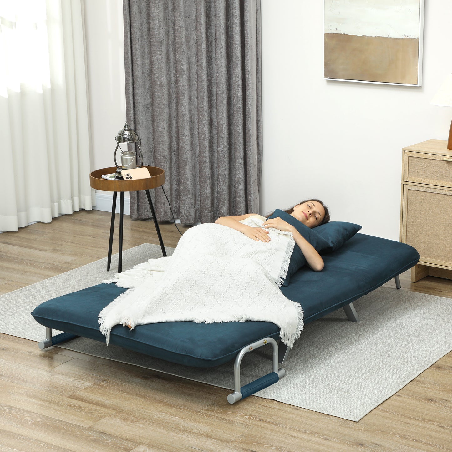 Keha Fabric Navy Blue 2 Seater Click Clack Sofa Bed