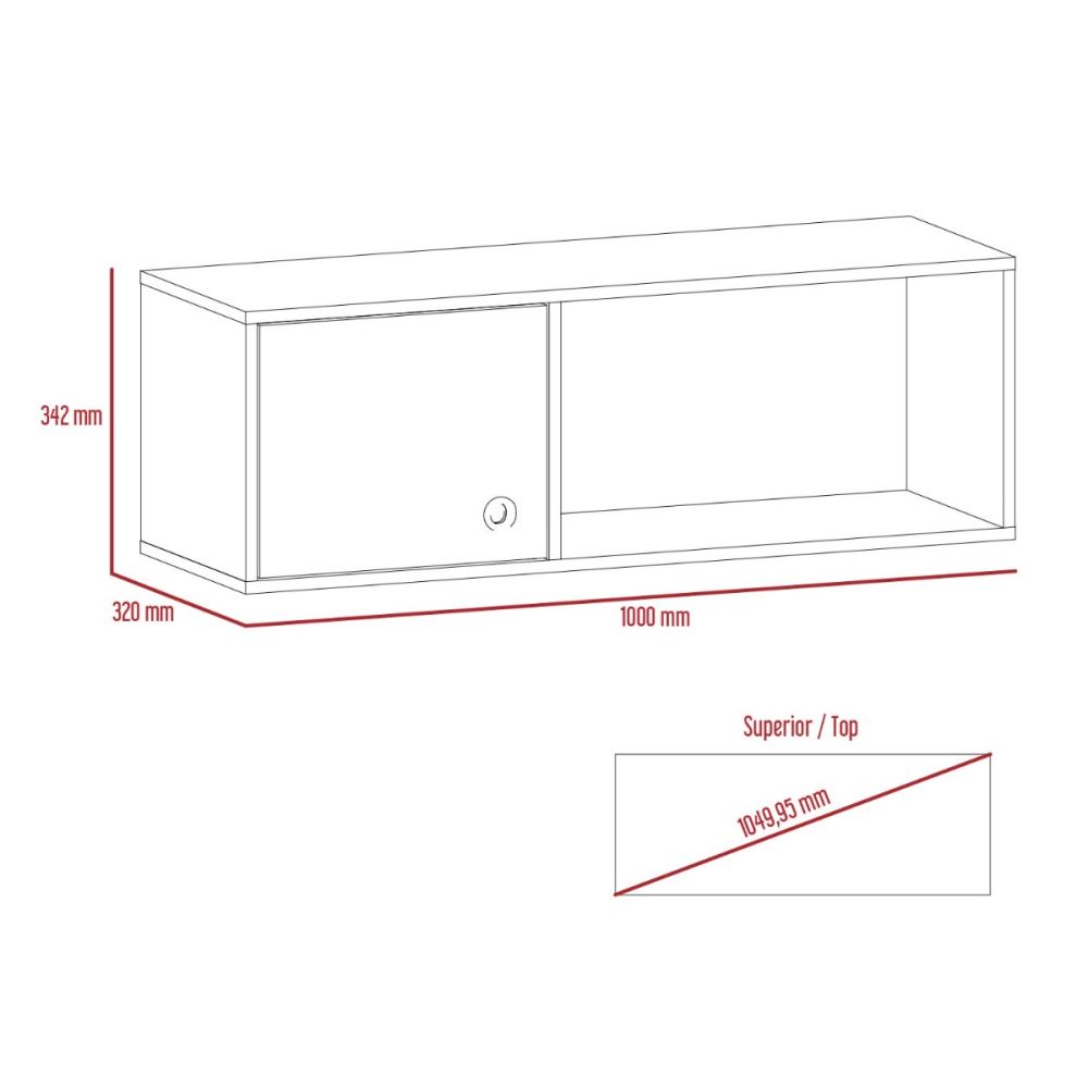 Heraklion Bleached Oak Wood Wall Storage Unit With Grey Door