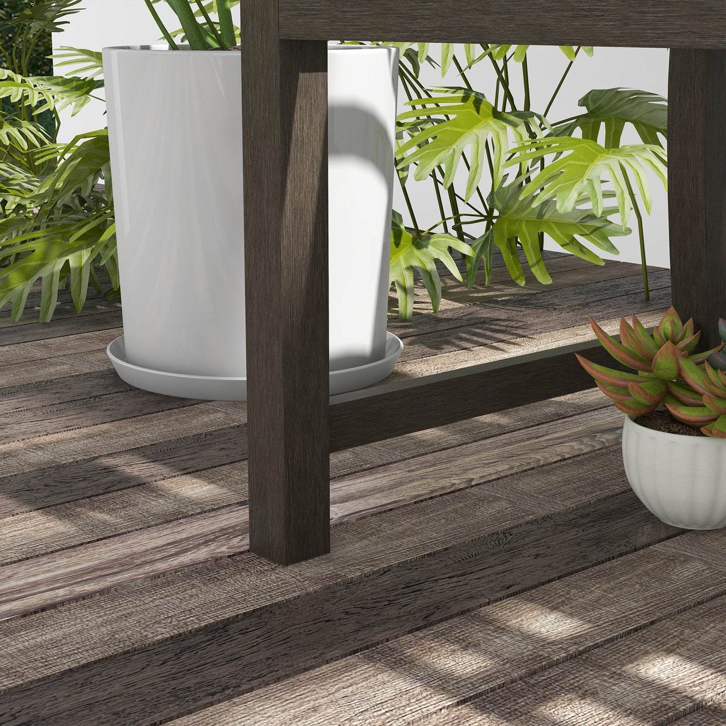 Lilu Metal Brown 2 Seater Outdoor Garden Bench With Slatted Frame