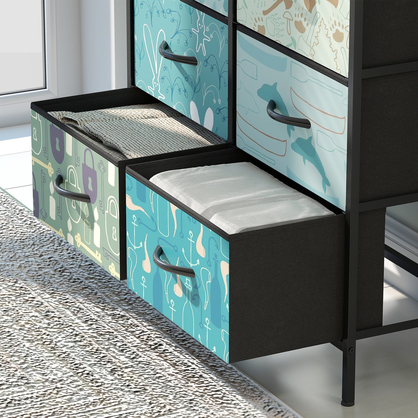 Sambo Wooden Blue 6 Drawer Storage Chest