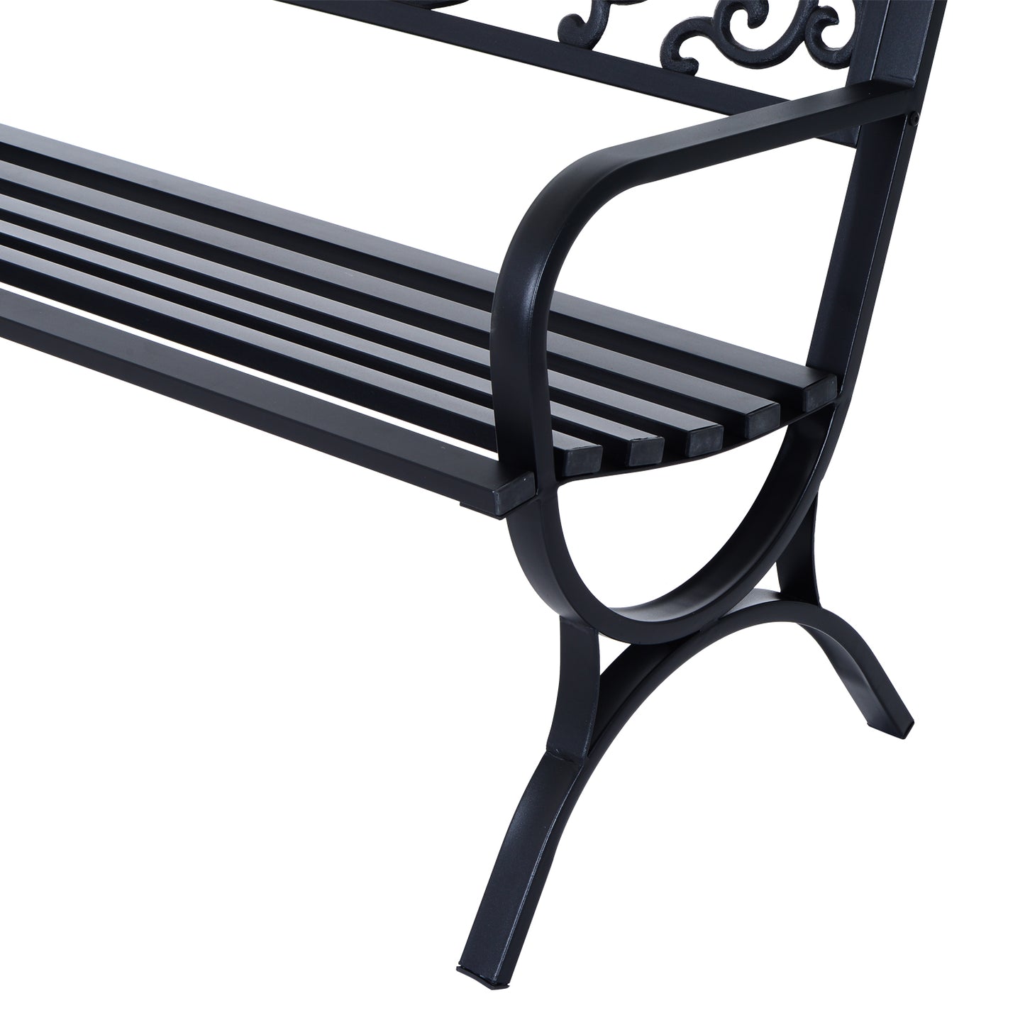 Yota Nile 127cm Steel Black Powder Coated Garden Bench