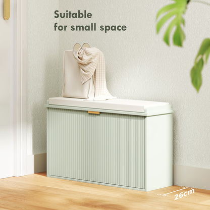 Nohalu Baro Mint Green Wooden 8 Pair Shoe Bench With Cushioned Top