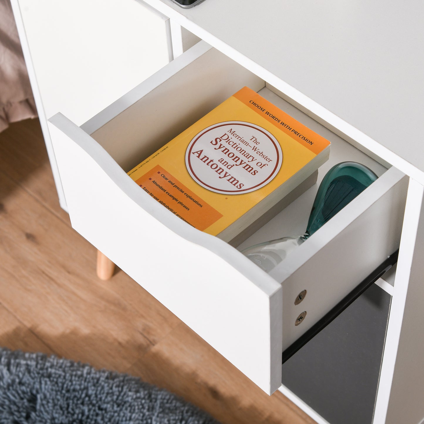 Suyopa Grey Wood Sideboard 1 Drawer 2 Doors Storage And Solid Wood Legs